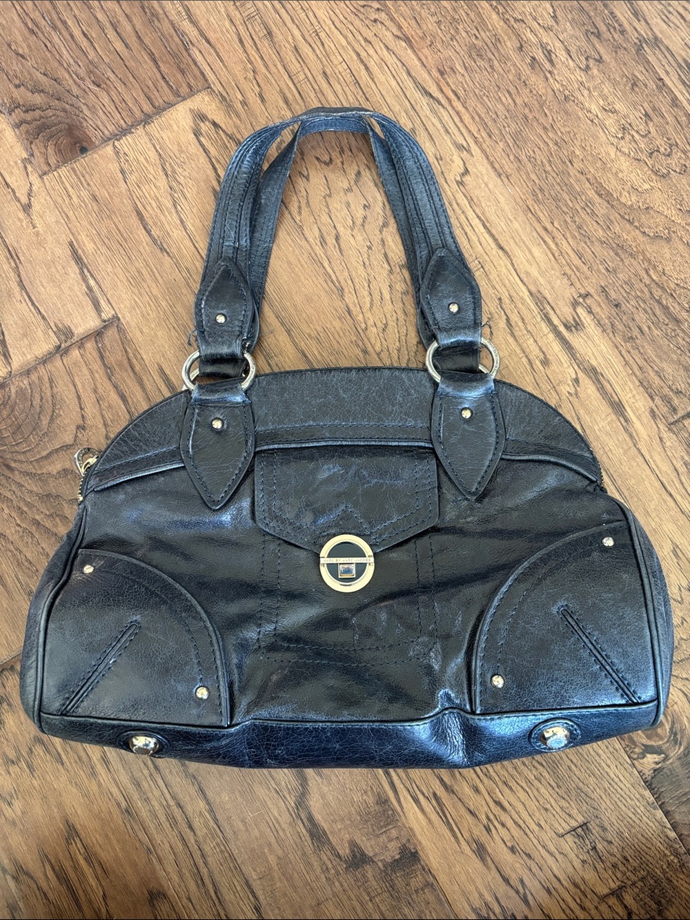 Vintage Y2K Marc by Marc Jacobs Black Distressed Leather Satchel